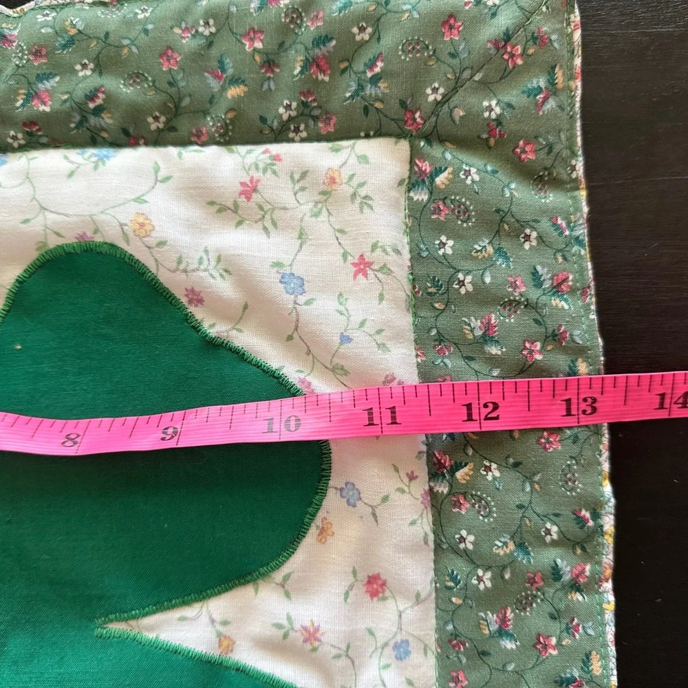 VTG Handmade Quilted Shamrock Table Runner St Patricks Day Green Floral 39x13